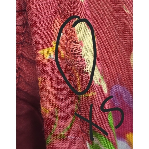 Free People Floral Smocked Midi Dress Burgundy Red XL/XS New With Flaws - Picture 8 of 15